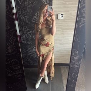 12th Tribe Strapless Floral Maxi Dress XS, New With Tags, Wedding Guest